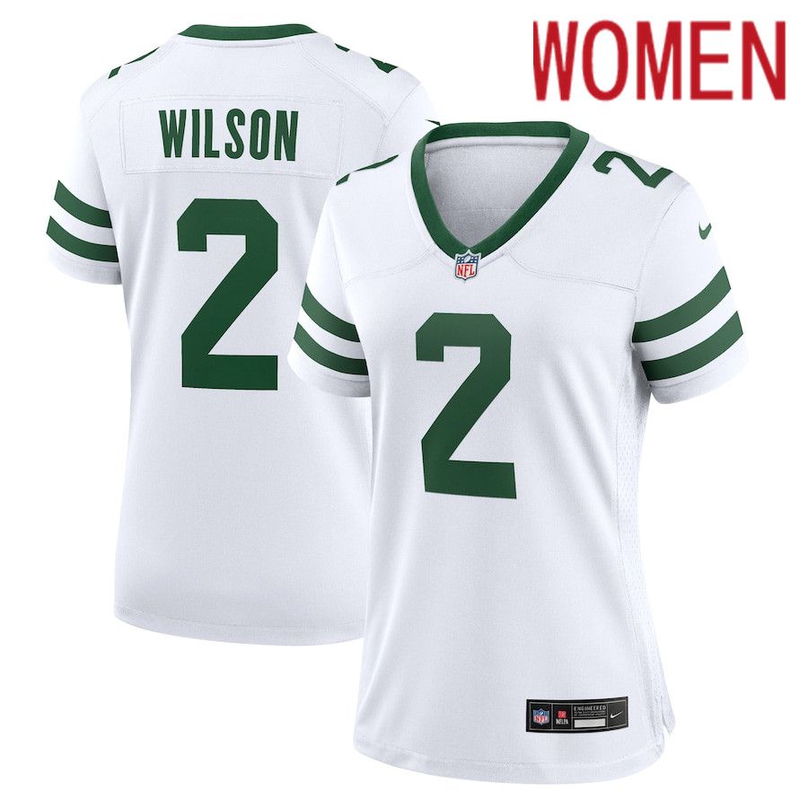 Women New York Jets 2 Zach Wilson Nike Legacy White Game NFL Jersey